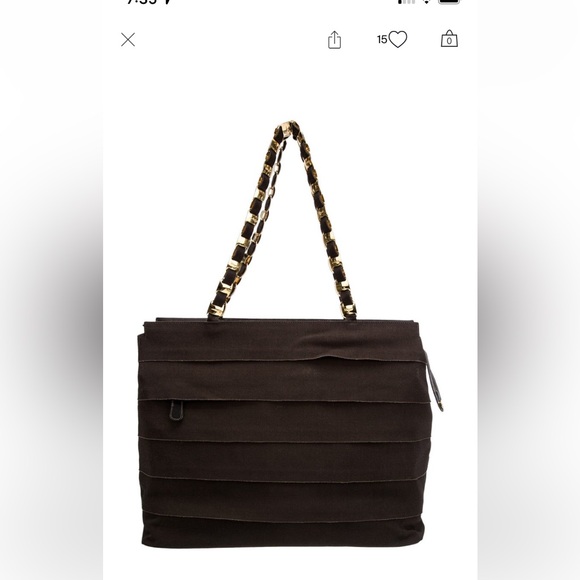 Salvatore Ferragamo Handbags - Vintage SALVATORE FERRAGAMO brown Grosgrain Tiered Chain Link leather trim tote